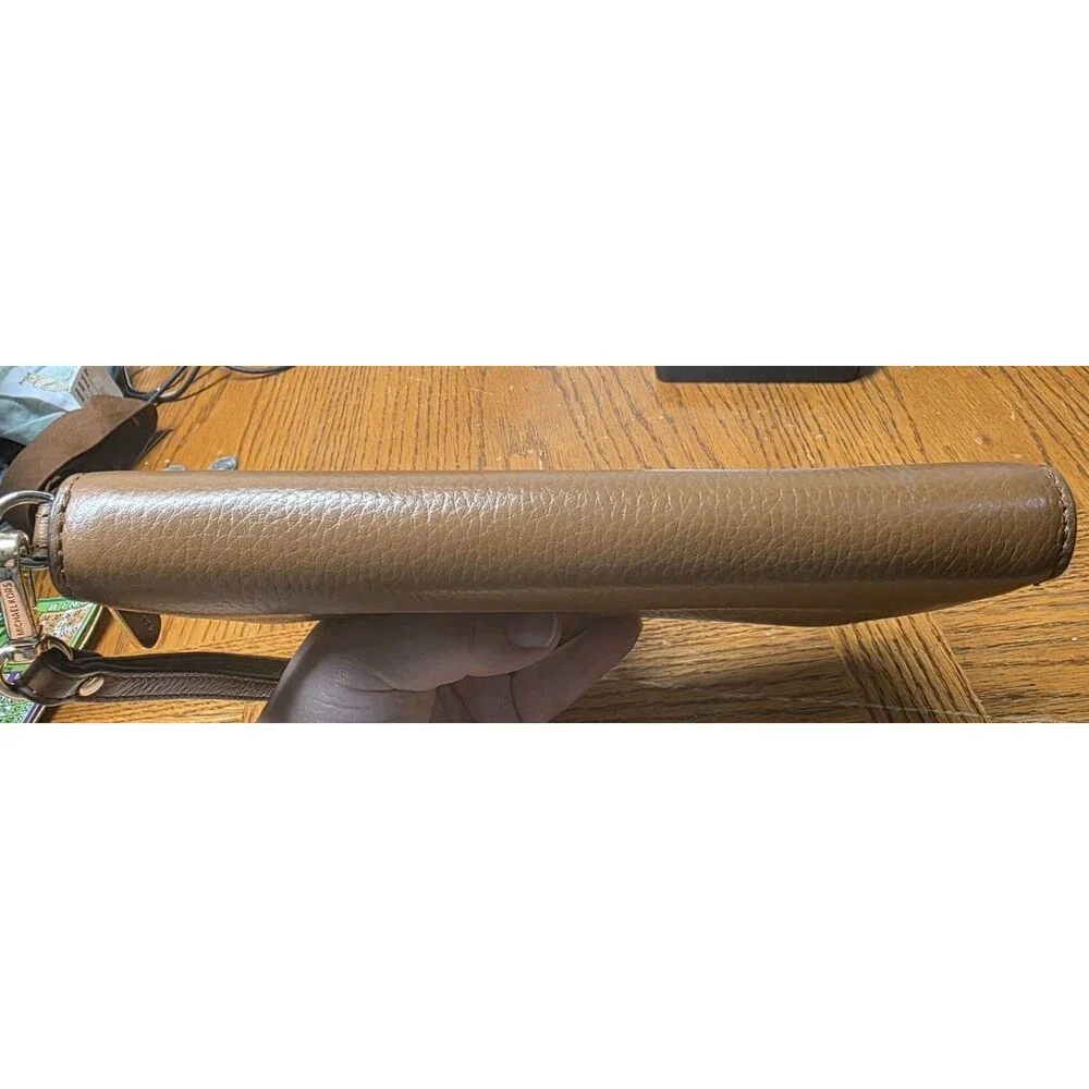 Michael Kors Brown Leather Zip Around Wallet Wristlet  Full Size